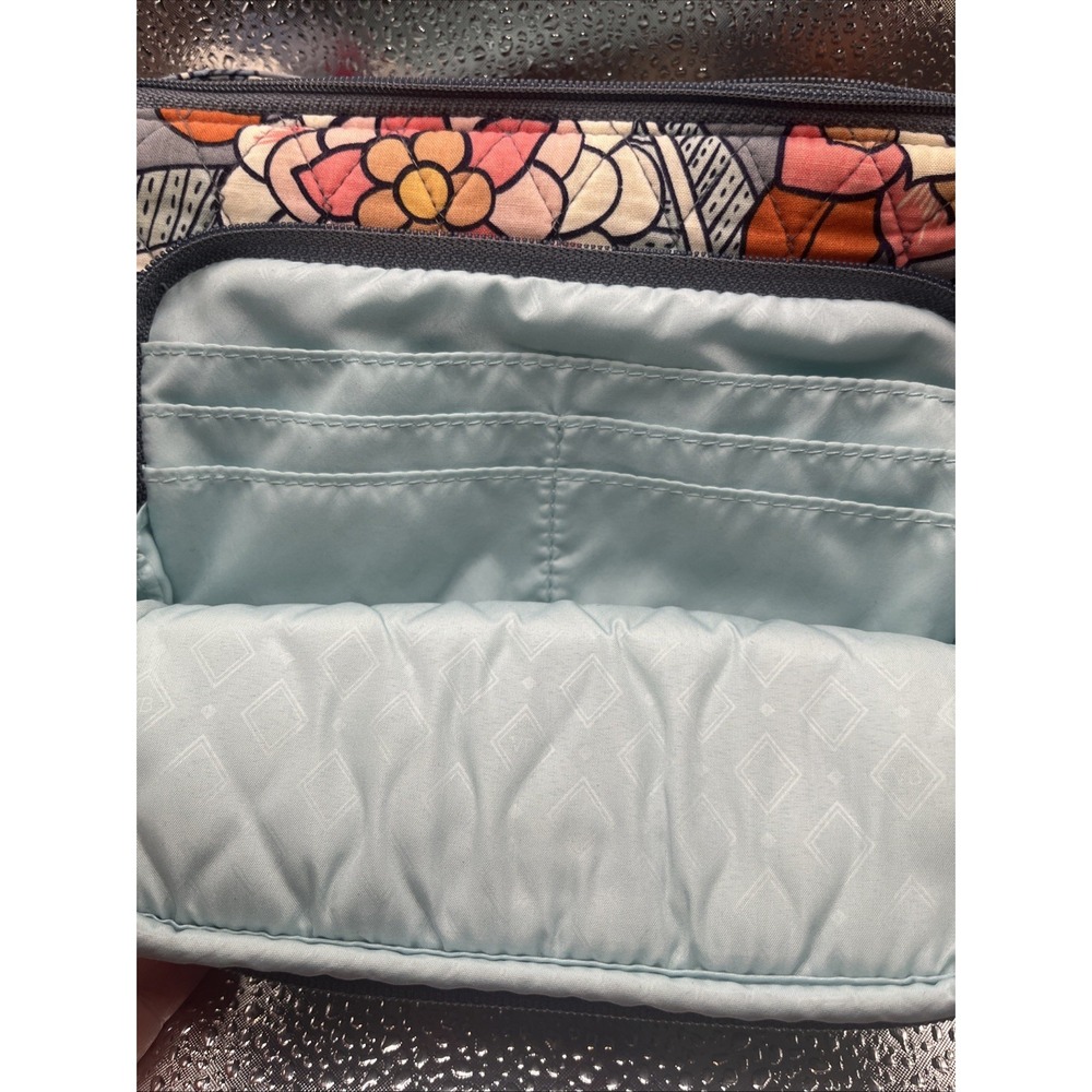 Vera Bradley Crossbody Gray Tropical Floral Pattern Small Shoulder Purse 9x7" - Picture 7 of 8